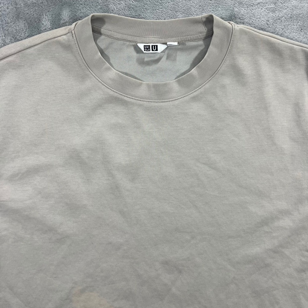 UNIQLO U AIRism T-Shirt Mens Large Gray Oversized Crew Neck 465185 Casual